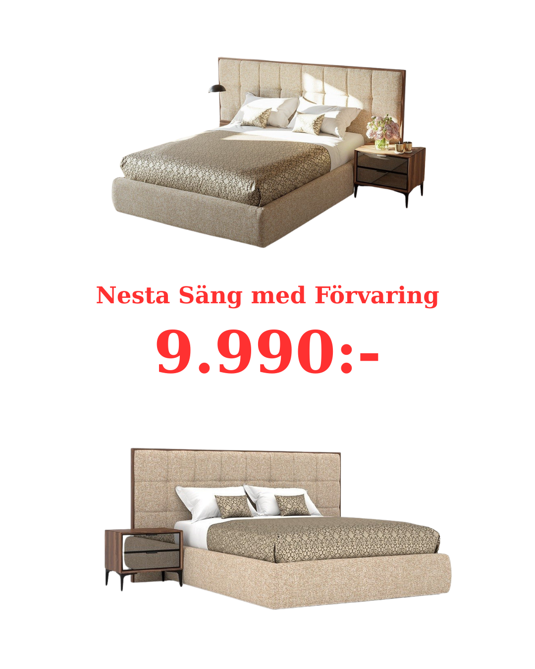 Nesta Säng med Förvaring - (160 cm eller 180 cm)