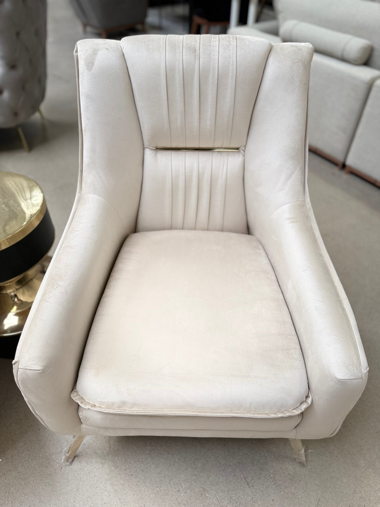 Verona 3+3+1 Soffgrupp - Beige med Guld Ben