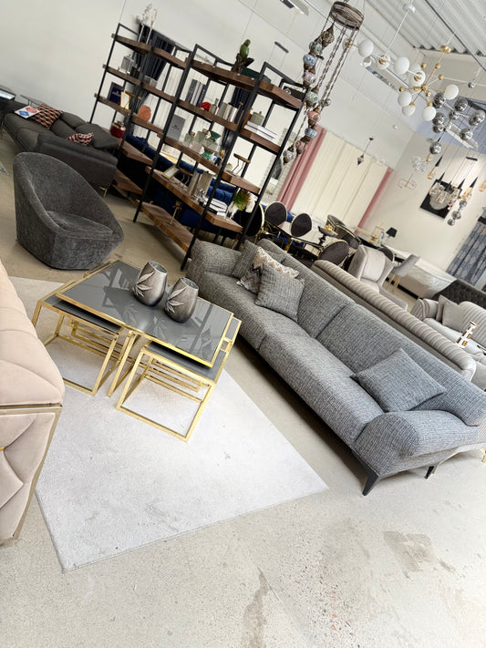 Valencia 4+1 Soffgrupp - Grå med Svart Ben