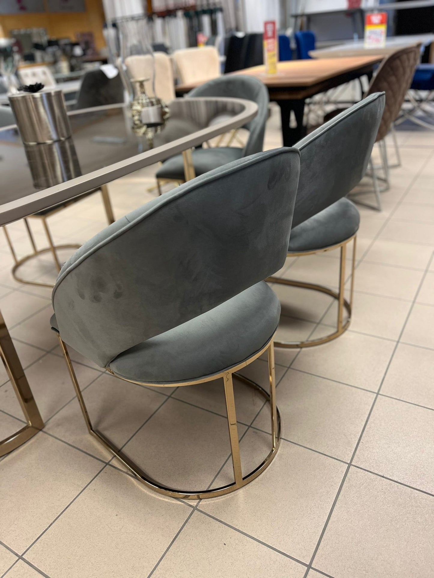 Gabba Lyon Stolar 8 St - Grå med Guld Ben