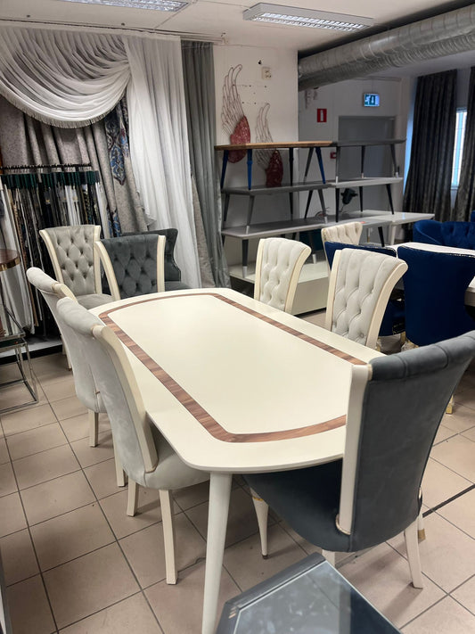 Aracikan Inci Matgrupp - Matbord med 6 St Defne Stolar