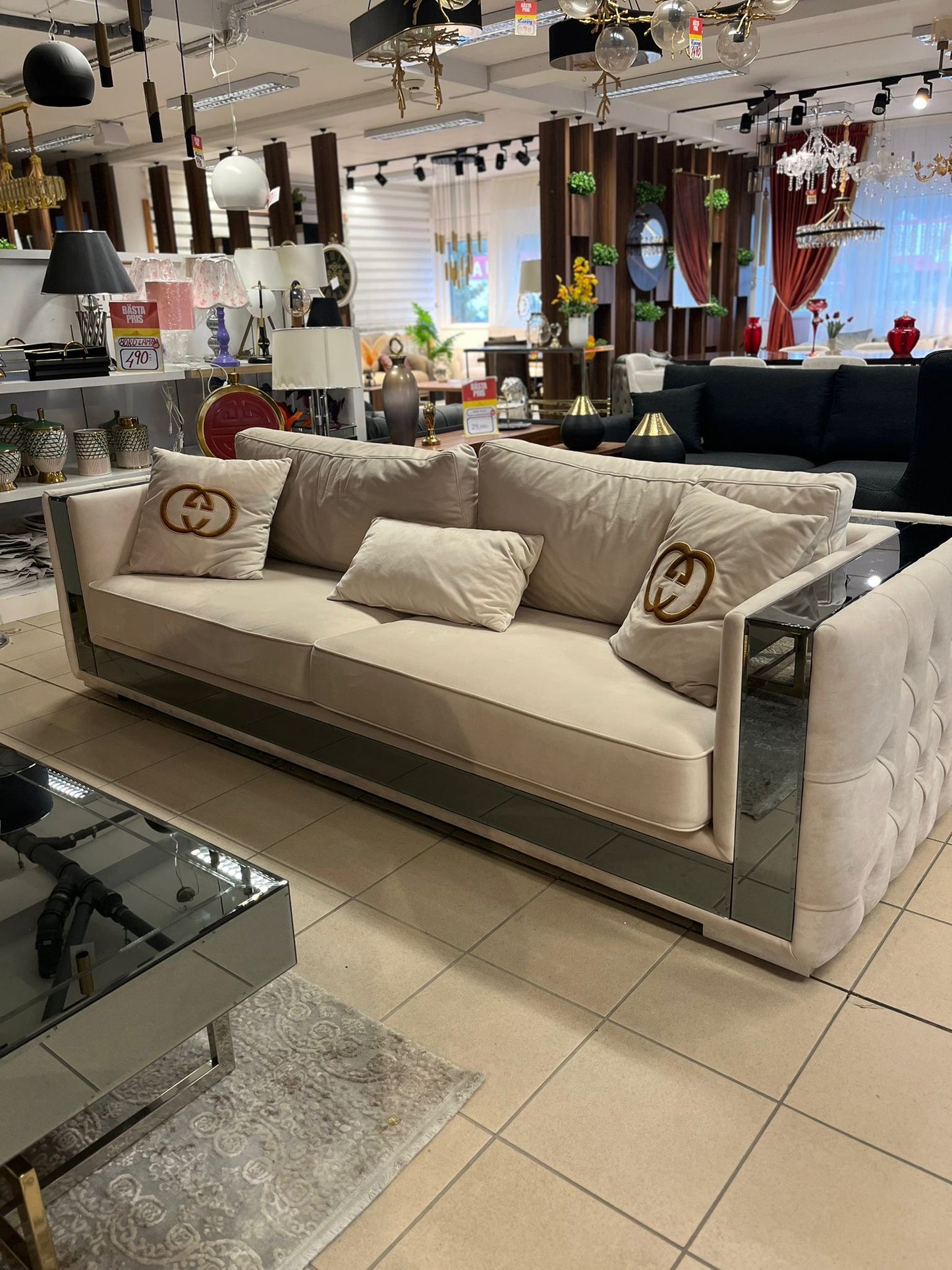 Gcc 3 Sits Soffa - Beige med Spegel