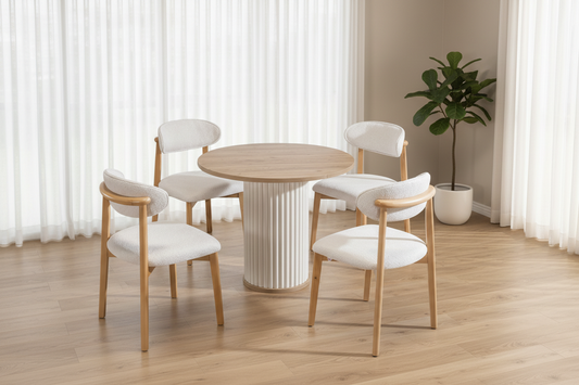 Baha Matbord (rund) med 4 Stolar