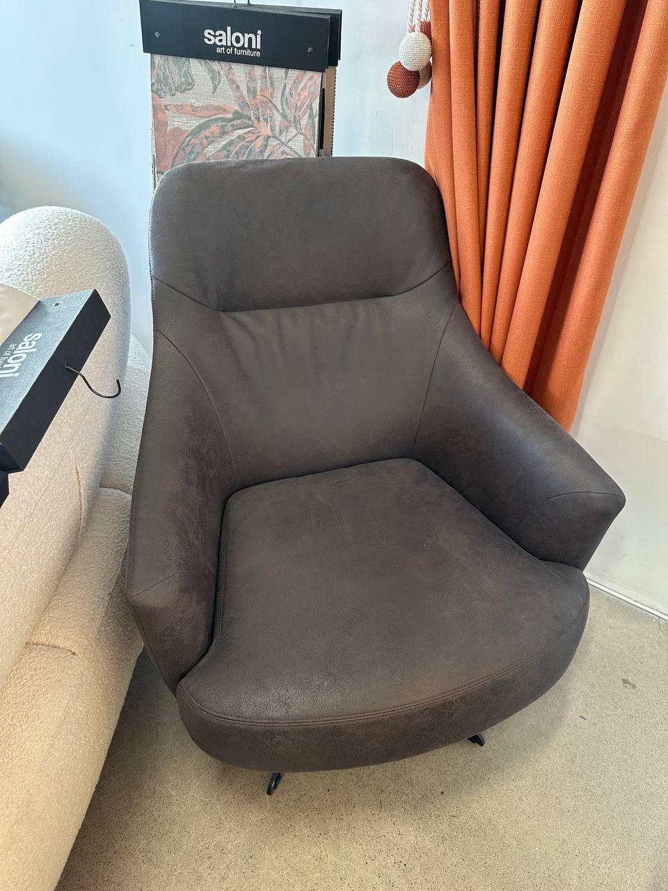 Saloni Toscano Fåtölj Mörkgrå Nubuckläder