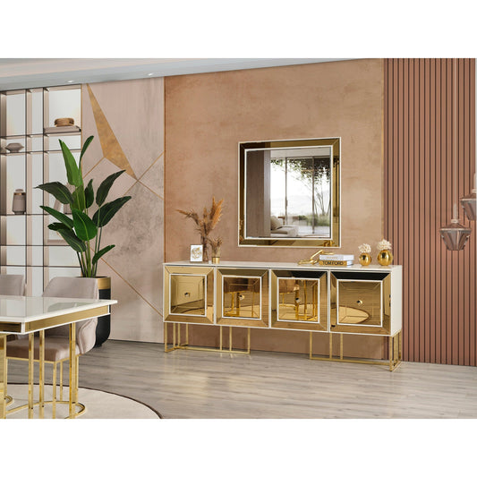 Gold Skänk med Spegel - LINE Furniture Group