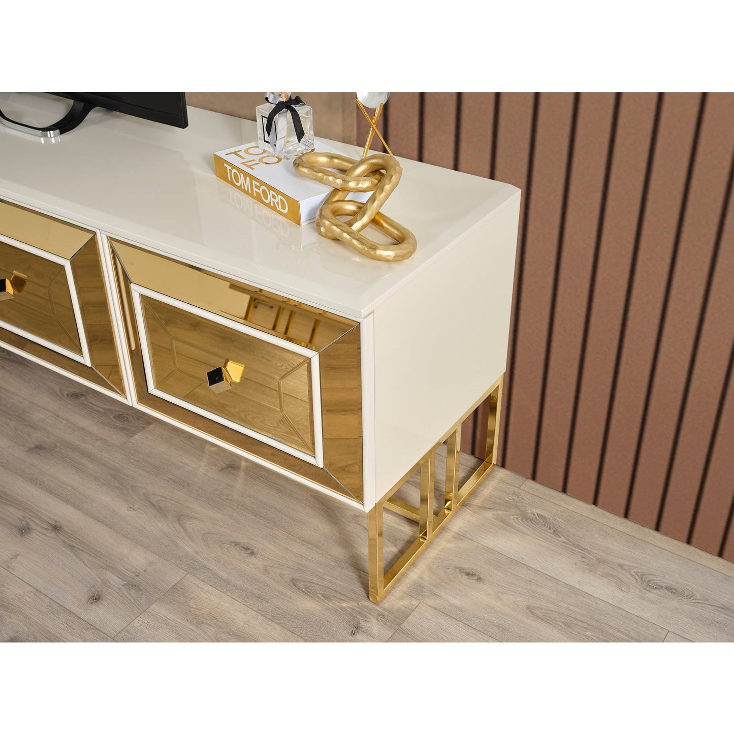 Gold TV Stand+Coffee Table