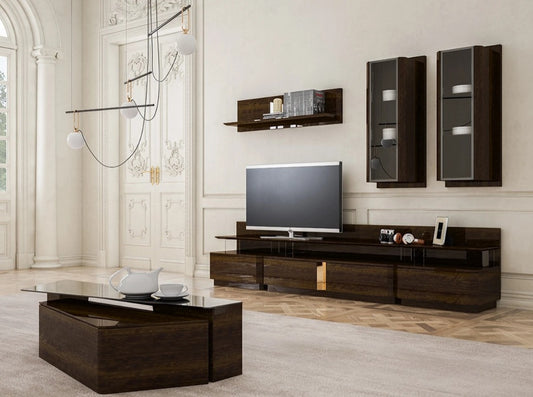 Lisa Vardagsrumsset - (Matbord-6st Stolar-Soffbord-Skänk med Spegel-Tv Bänk med Överdelen)