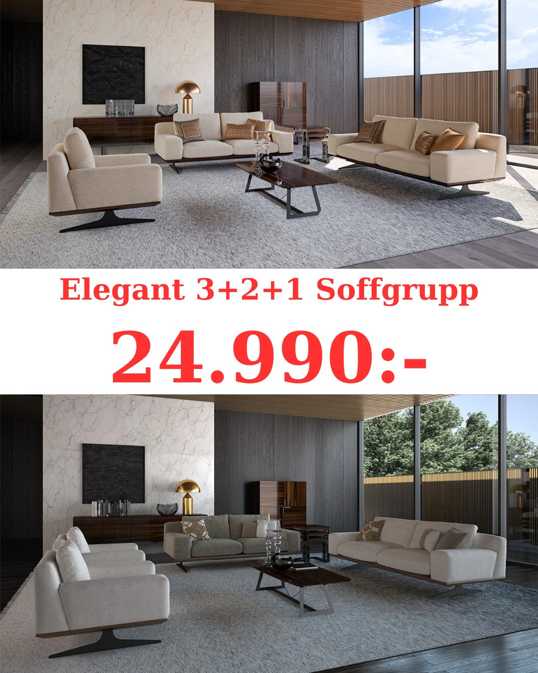 Elegant 3+2+1 Soffgrupp