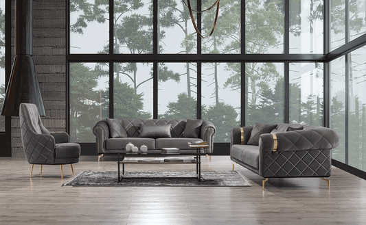 Albimo Sofia 3-Sits Soffa - Grå med Silver Ben