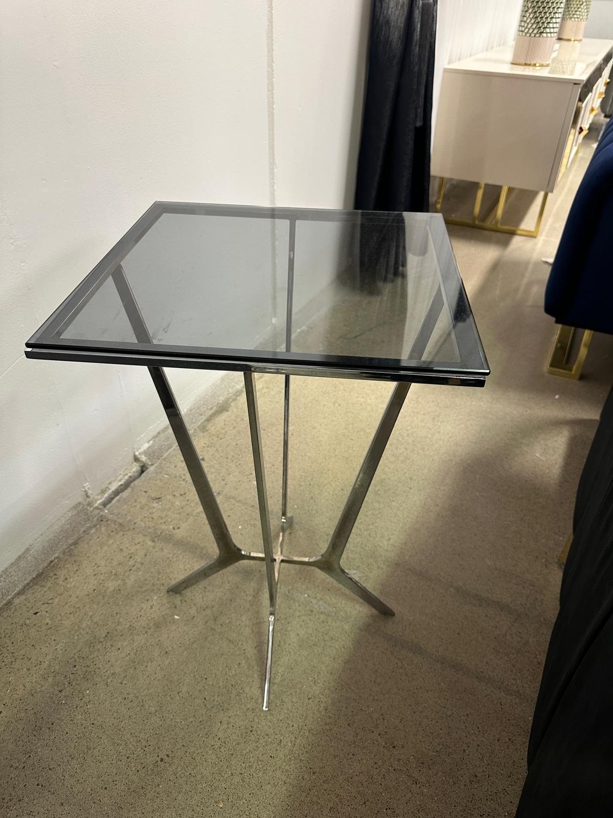 Sidobord 2 Svart med Silver Ben