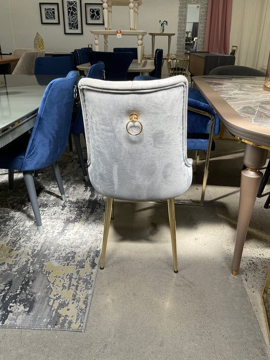 Saraybosna Stolar 2 St - Ljus Grå med Guld Ben