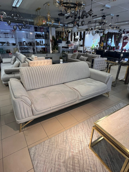 Albimo Magnum 3 Sits Soffa - Beige med Guld Ben