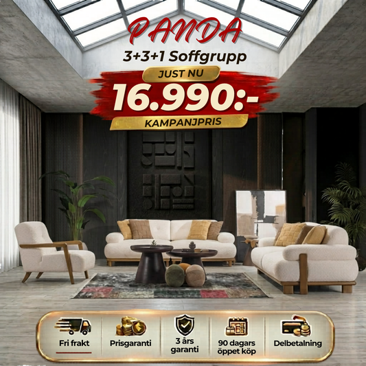 💥Panda 3+3+1 Soffgrupp ⏳Bästsäljare i Bohem-serien | Endast 4 kvar