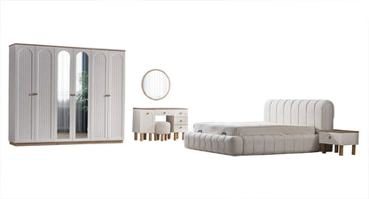 BAHA Sovrumsset (Säng + 2 Sängbord + Sminkbord + Garderob)