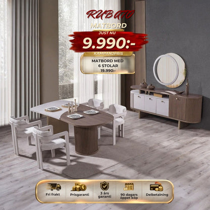 Rubato Matbord med 6 Stolar