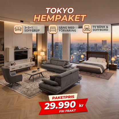 1️⃣2️⃣ Tokyo HemPaket (Sofa Set – TV Stand – Coffee Table – Bed with storage)