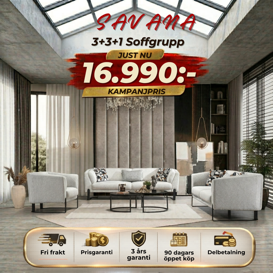 💥Savana 3+3+1 Soffgrupp ⏳Snabb leverans | Endast 4 kvar