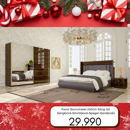 Favor Sovrumsset - (160 cm Säng-2 st Sängbord-Sminkbord-Garderob)