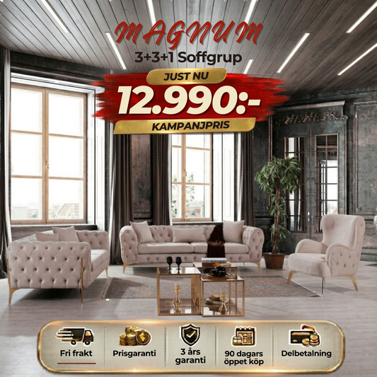 💥Magnum 3+3+1 Soffgrupp ⏳Specialerbjudande | Endast 8 kvar