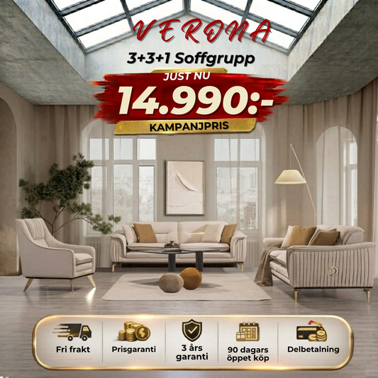 💥Verona 3+3+1 Sofa Set⏳Komfort i toppklass | Endast 4 kvar