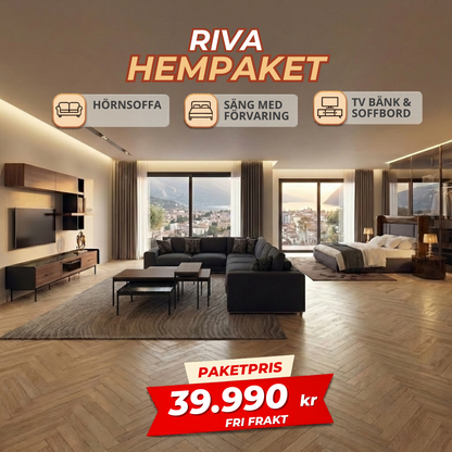 1️⃣3️⃣ RIVA HemPaket  (Hörnsoffa – TV-bänk med överdelen – Soffbord – Säng med förvaring)