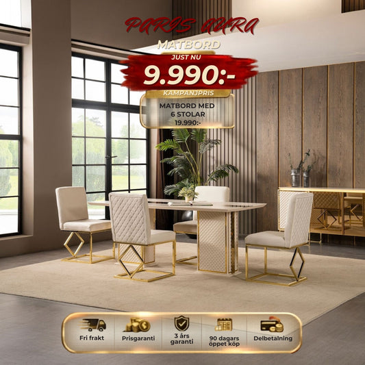 Paris Matbord med Aura 6 Stolar