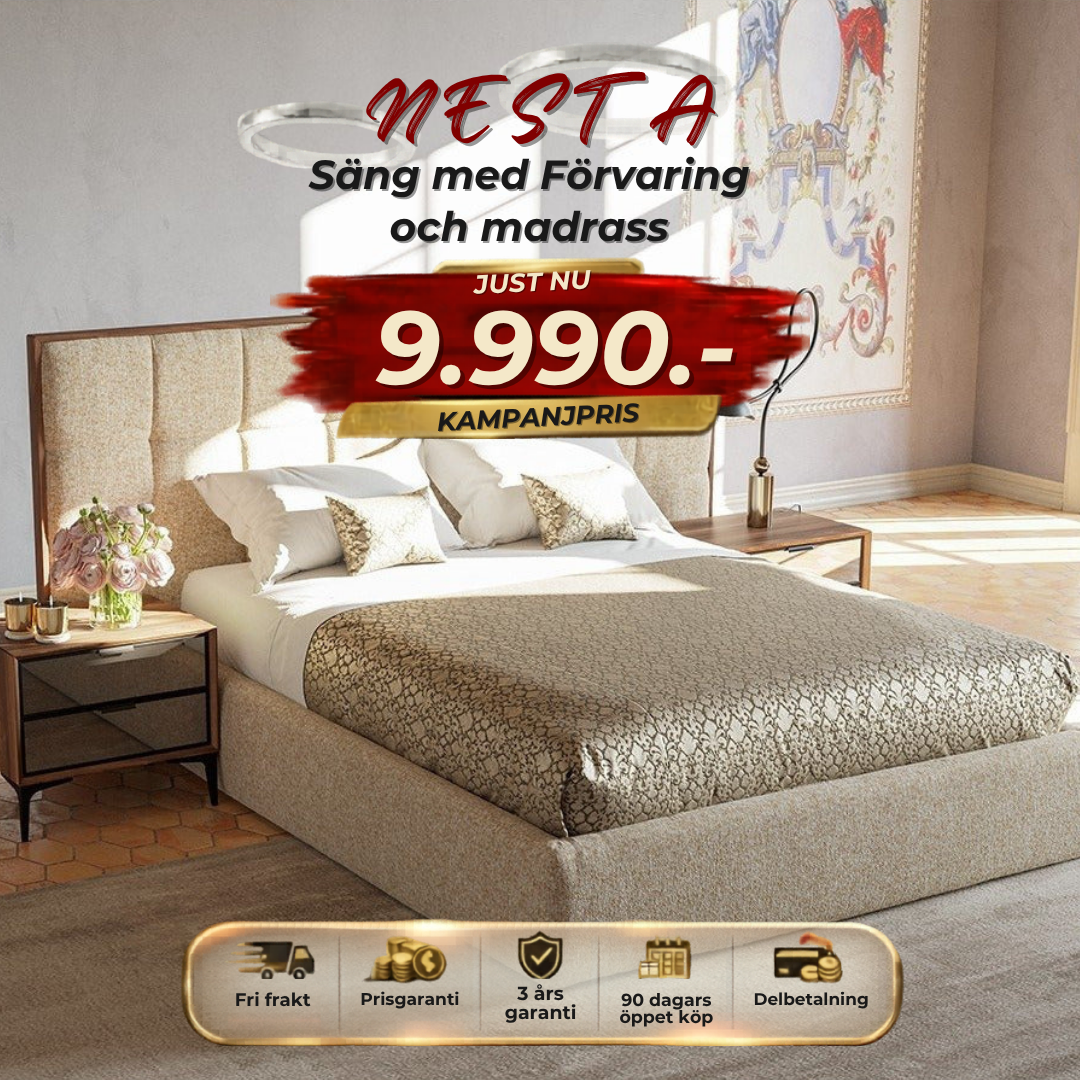 ⭐ NESTA Säng med förvaring + madrass ⏳ Begränsat antal | 3 kvar-160*200cm