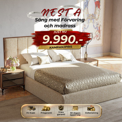 ⭐ NESTA Säng med förvaring + madrass ⏳ Begränsat antal | 3 kvar-160*200cm