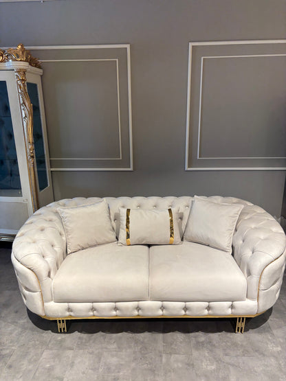 Gloria 2 Sits Soffa - Beige med Guld Ben