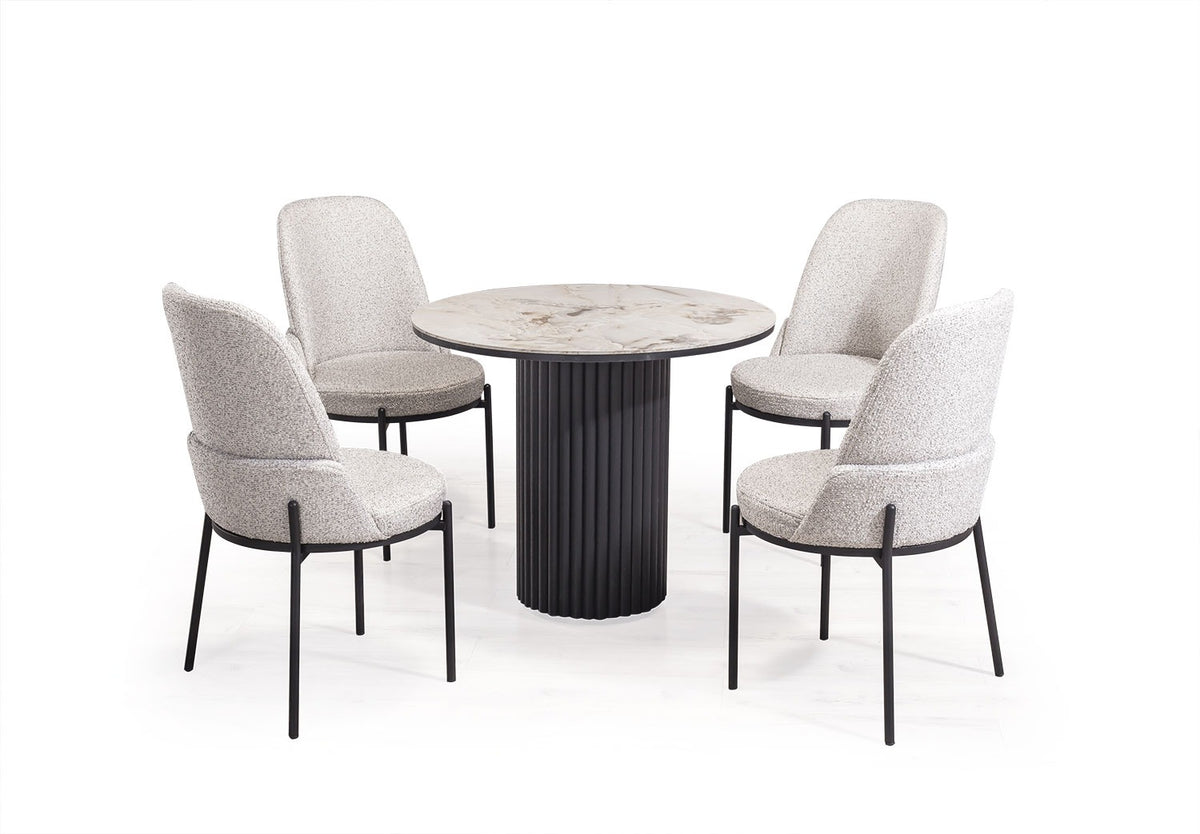BARCELONA Rund Matgrupp 90 cm med 4 Savana Stolar
