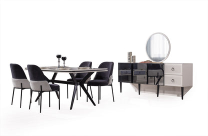 SAVANA-B Vardagsrumsset (Matbord med 6 Stolar + TV-Bänk)