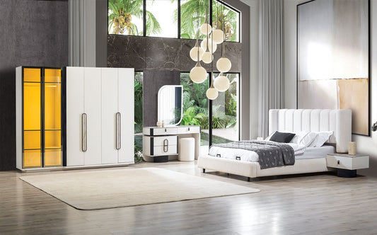 BARCELONA-B Sovrumsset (Säng + 2 Sängbord + Sminkbord + Garderob)
