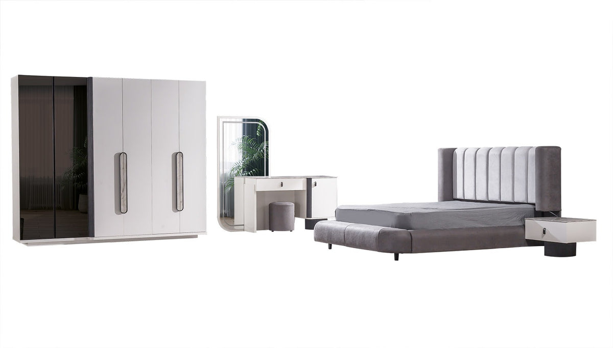 BARCELONA Sovrumsset (Säng + 2 Sängbord + Sminkbord + Garderob)