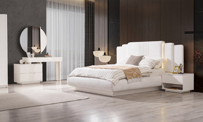 FLAMINGO Sovrumsset (Säng + 2 Sängbord + Sminkbord + Garderob)