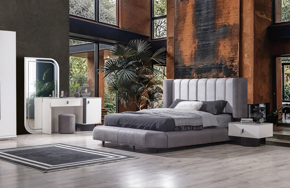 BARCELONA Sovrumsset (Säng + 2 Sängbord + Sminkbord + Garderob)