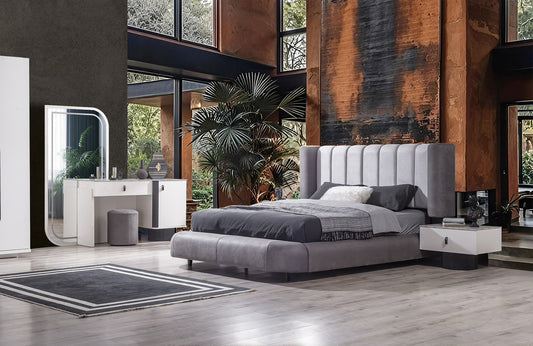 BARCELONA Sovrumsset (Säng + 2 Sängbord + Sminkbord + Garderob)