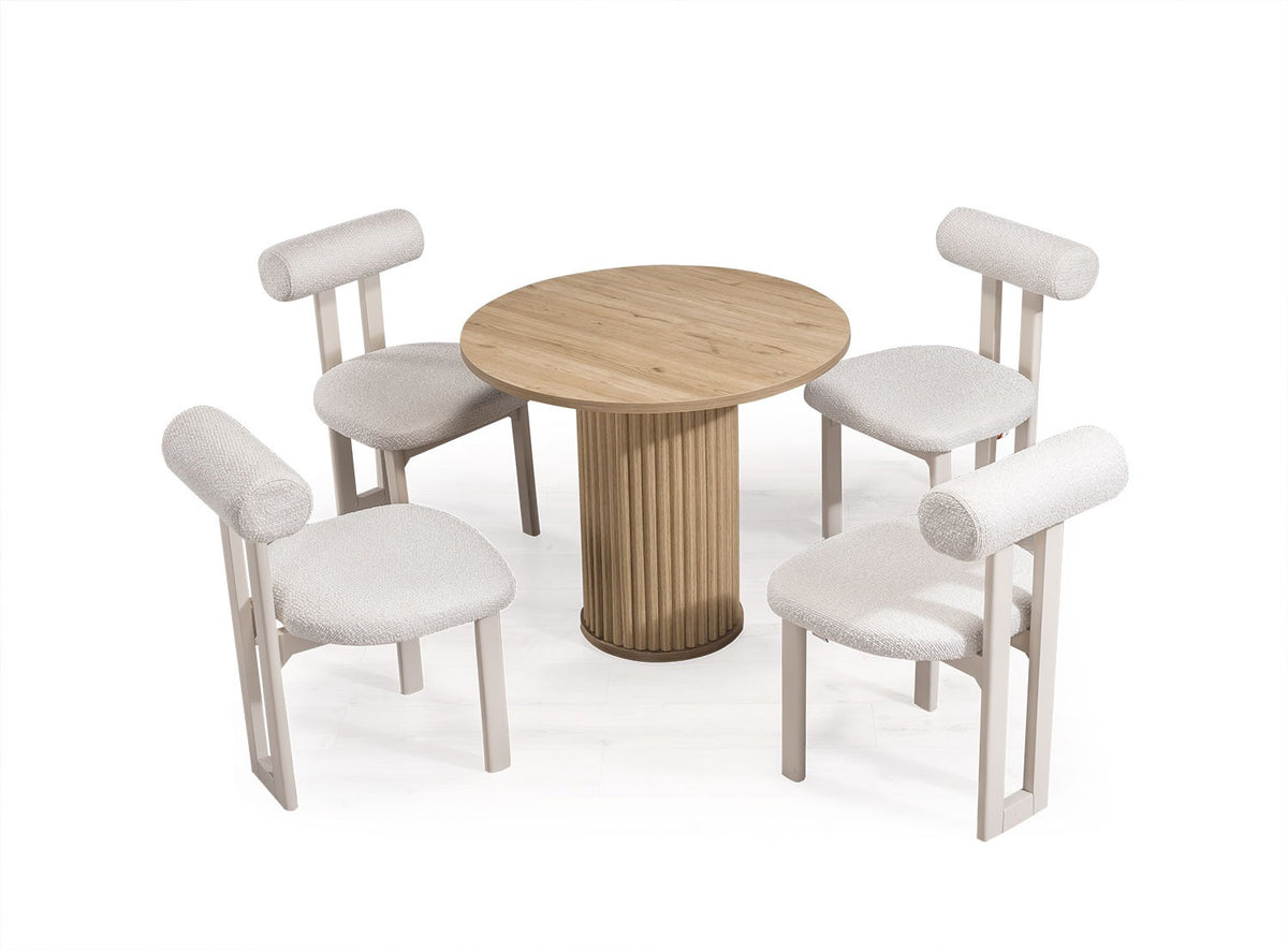 BAHA Rund Matgrupp 90 cm med 4 Avva Stolar
