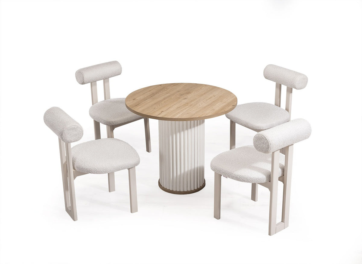BAHA Rund Matgrupp 90 cm med 4 Avva Stolar