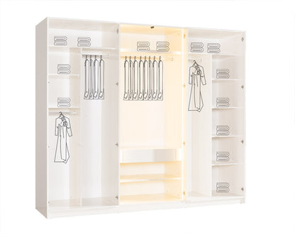 FLAMINGO Sovrumsset (Säng + 2 Sängbord + Sminkbord + Garderob)
