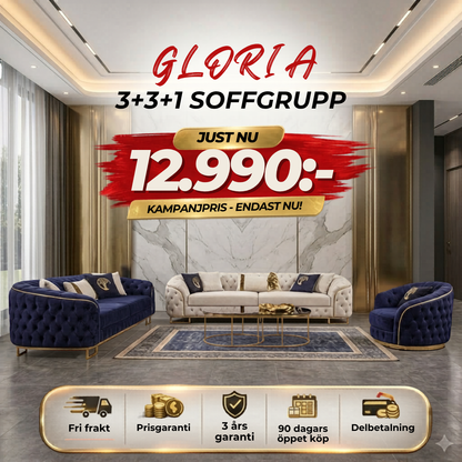 💥Gloria 3+3+1 Soffgrupp  ⏳Specialerbjudande | Endast 4 kvar