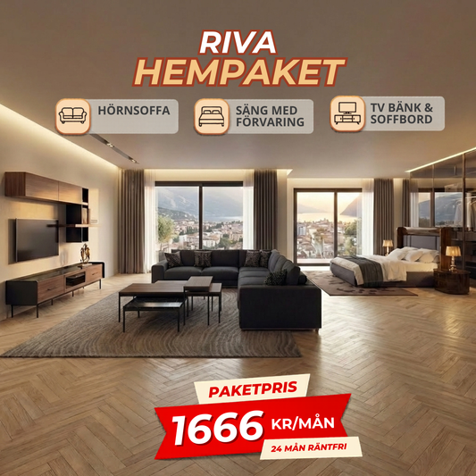 1️⃣3️⃣ RIVA HemPaket  (Hörnsoffa – TV-bänk med överdelen – Soffbord – Säng med förvaring)