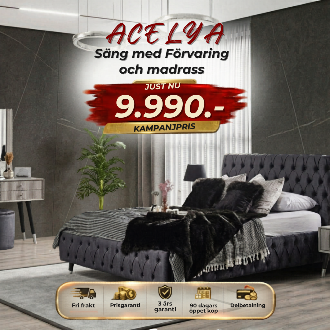 ⭐ACELYA Bed with storage and mattress ⏳ Begränsat antal – först till kvarn!