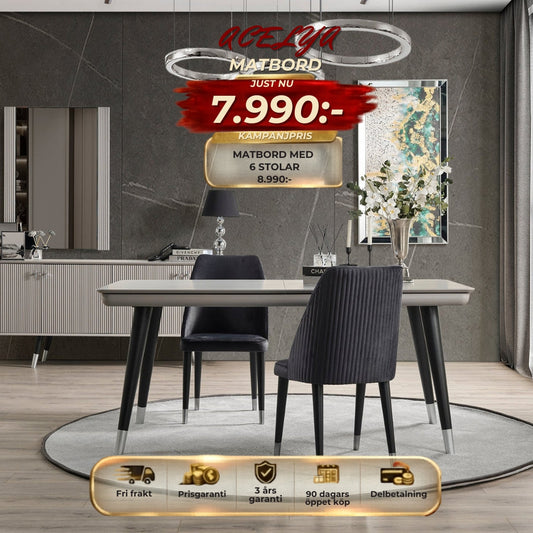 Acelya Matbord med Crea 6 stolar