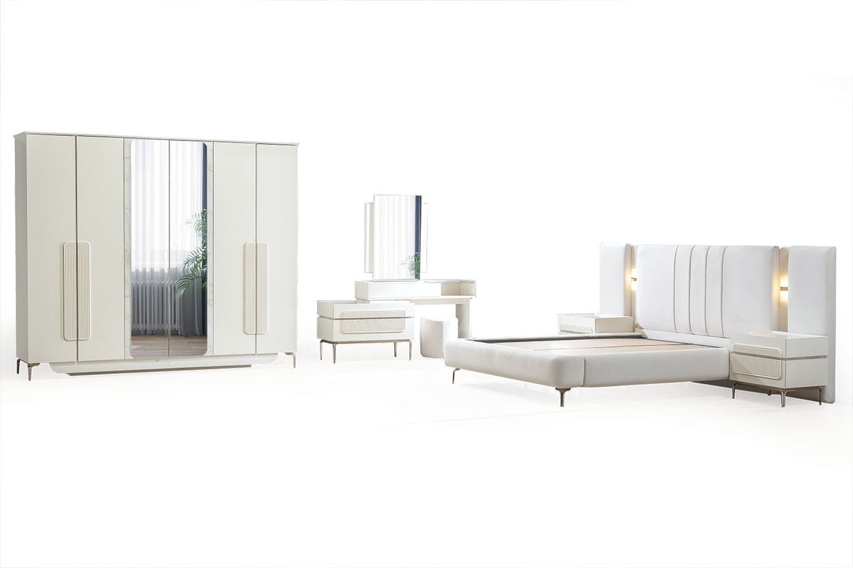 MADRID Sovrumsset (Säng + 2 Sängbord + Sminkbord + Garderob)