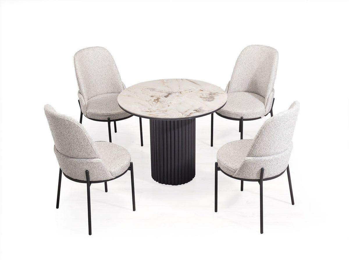 BARCELONA Rund Matgrupp 90 cm med 4 Savana Stolar