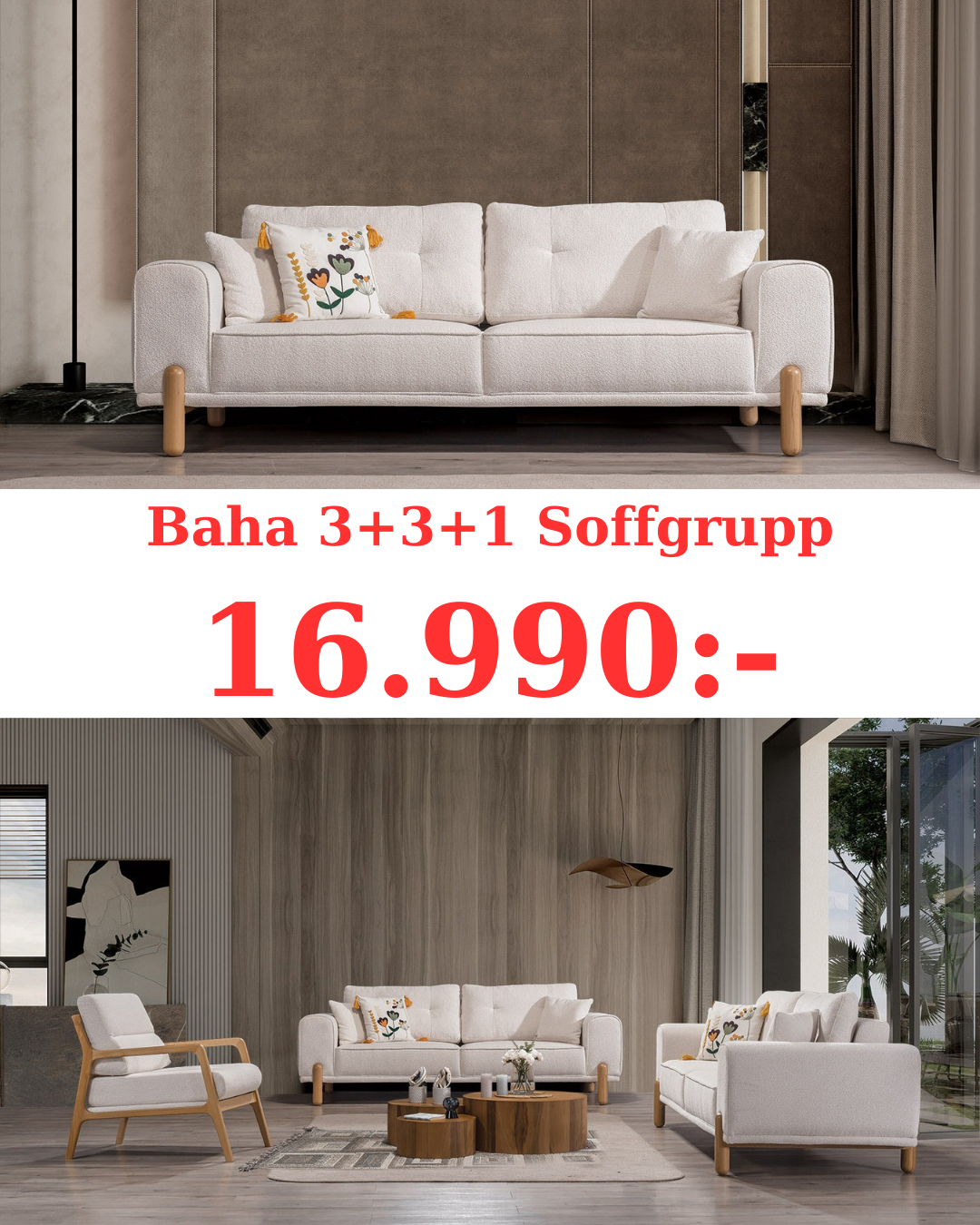 طقم أريكة باها 3+3+1