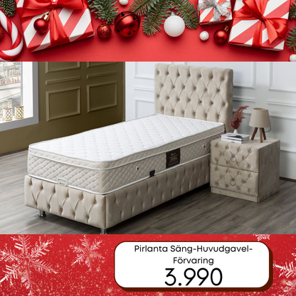 سرير بيرلانتا - لوح رأس - مرتبة - تخزين