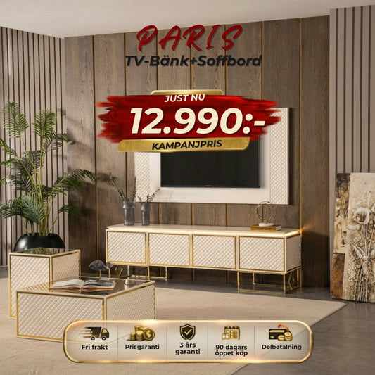 Paris Tv-Bänk Elkamin + Soffbord