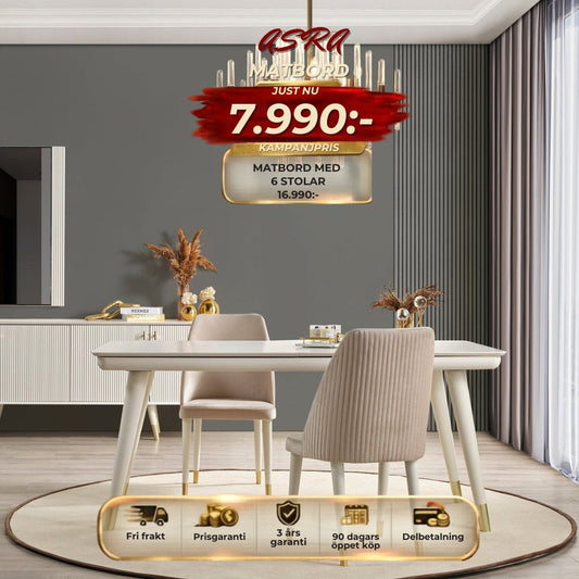 Asra Matbord med Aura 6 Stolar