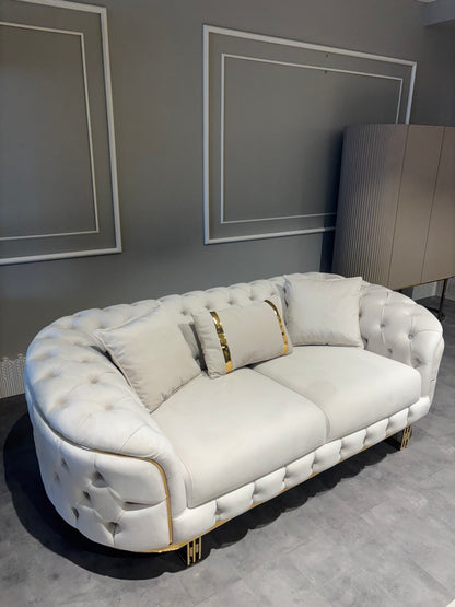 Gloria 2 Sits Soffa - Beige med Guld Ben